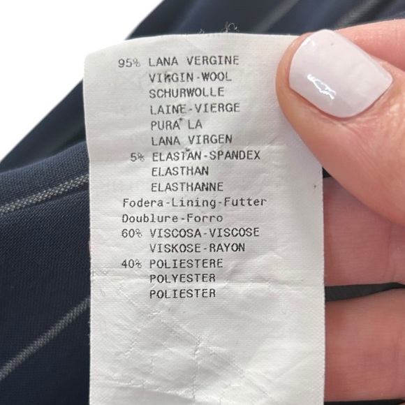 Emporio Armani - Virgin Wool Blazer Pin-Stripes, Size 14 US (SZ 48 IT) Navy Blue - Picture 15 of 16